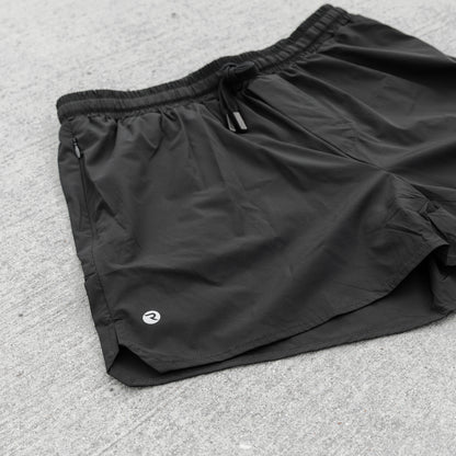 2 IN 1 RUNNING SHORTS - THE SWIFT - 6" BLACK