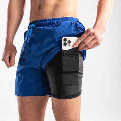 2 IN 1 RUNNING SHORTS - THE SWIFT - 6" - ROYAL BLUE