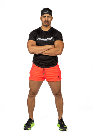 2 IN 1 RUNNING SHORTS - 5" NEON CORAL - THE SURGE