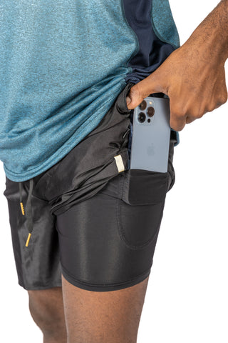 2 IN 1 RUNNING SHORTS - 7" BLACK - THE STRIDE